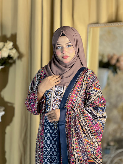 Lahori Cotton Unstitched 3-Piece Suit | All-Over Glass Work